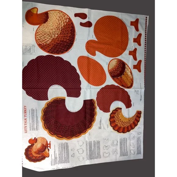 Thanksgiving Turkey Sewing Fabric Panel For Soft Toy Pillow Cut & Sew DIY Kit - Picture 8 of 9